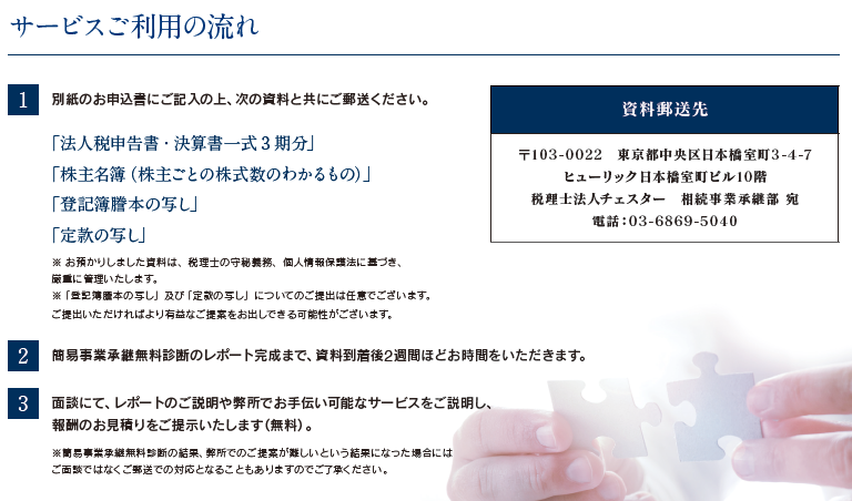 簡易事業承継無料診断サービスの流れ
