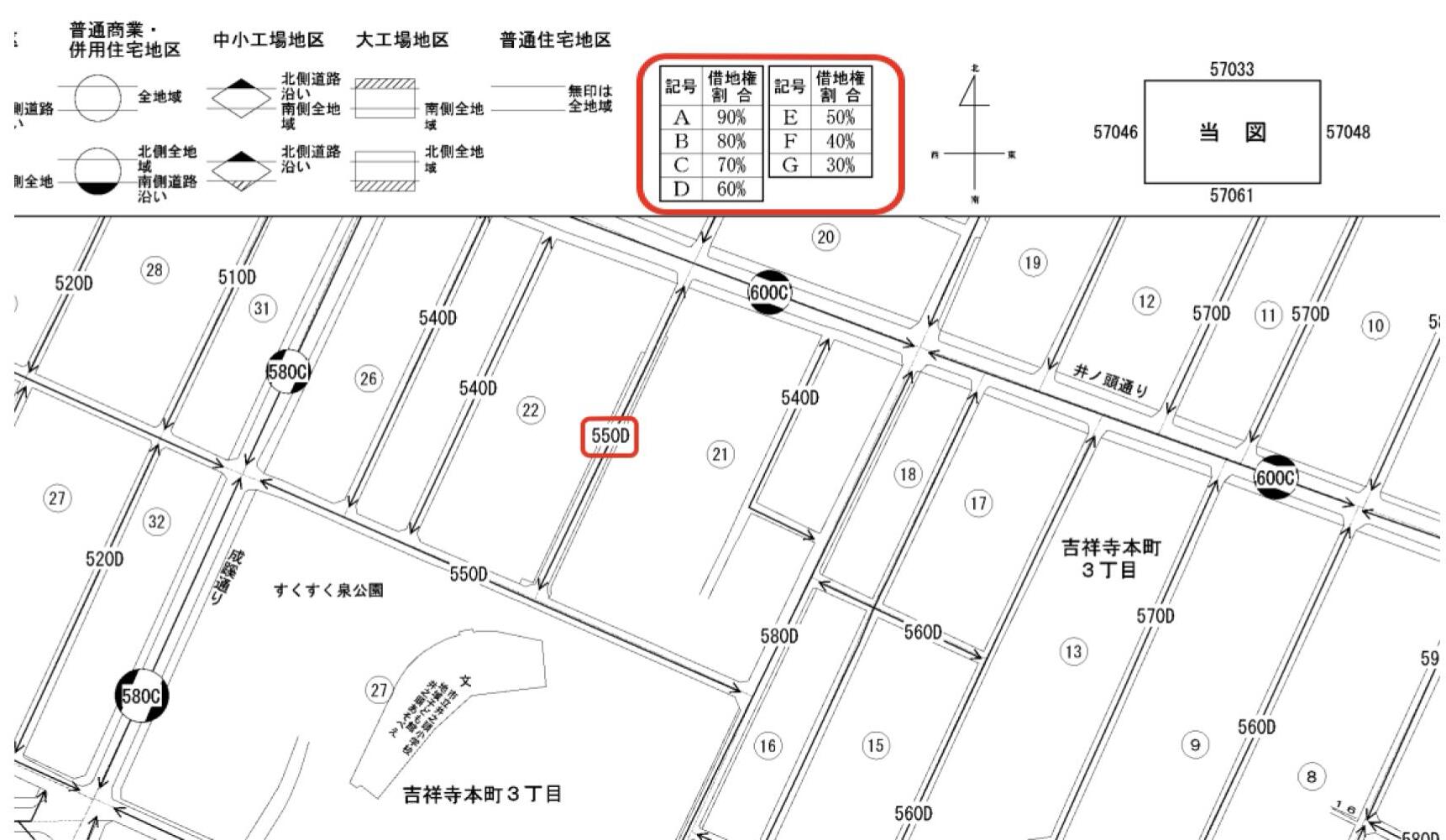 アルファベットと借地権割合